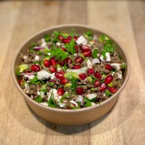 Salade lentilles, grenade & feta